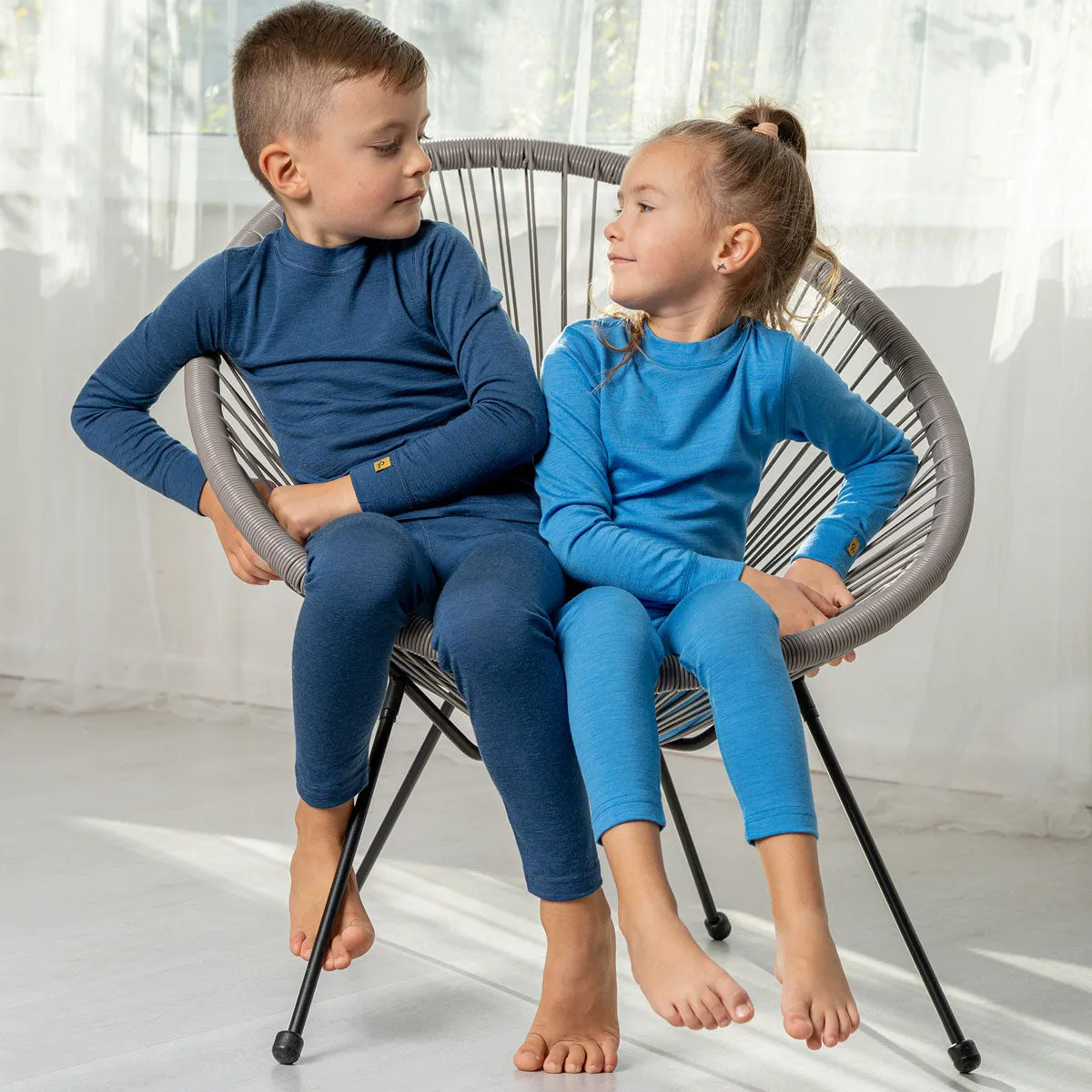 Kids' 160 Long Sleeve & Bottom 2-Piece Light Blue