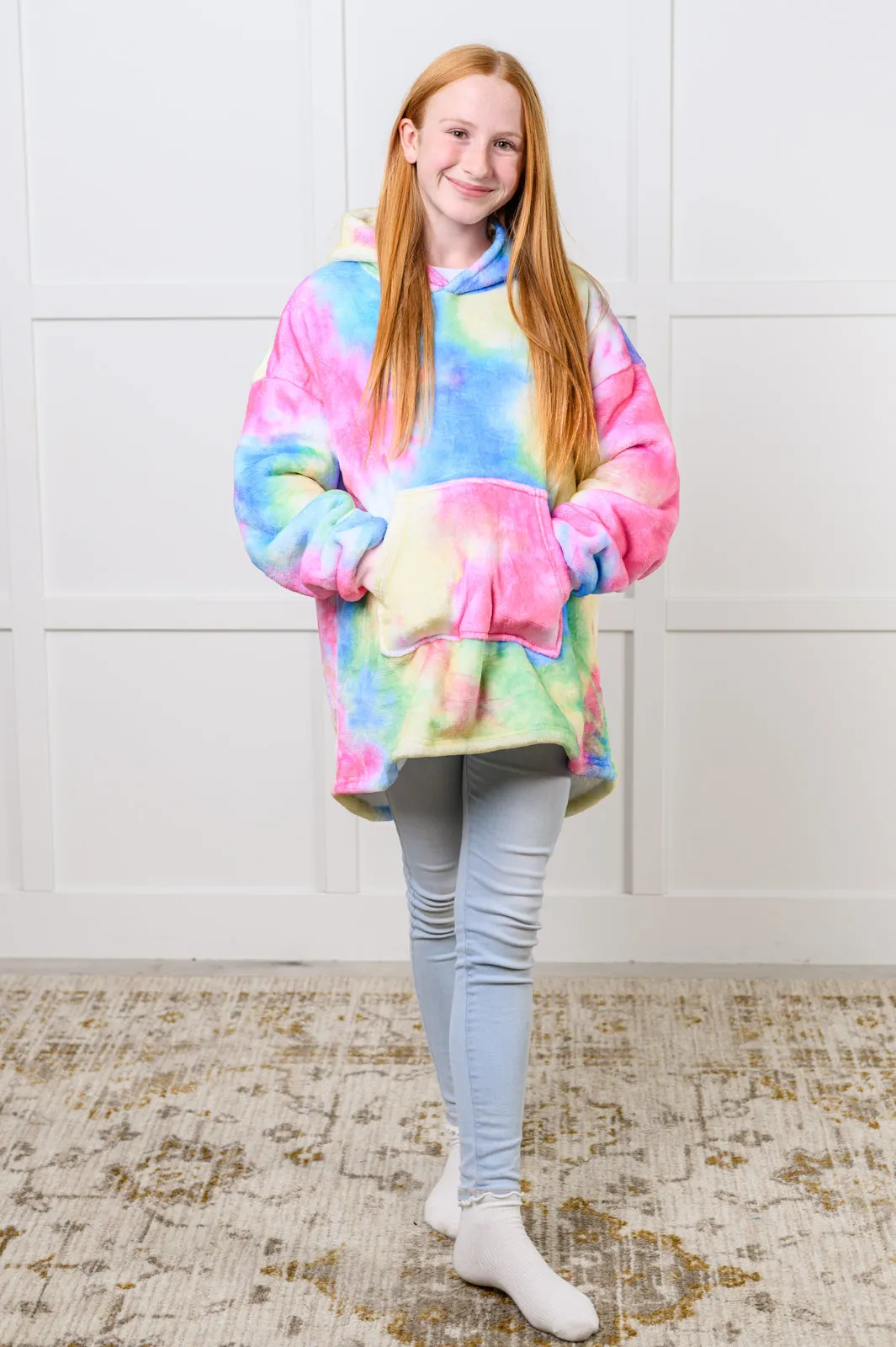 Kids Oversized Hoodie Blanket in Rainbow