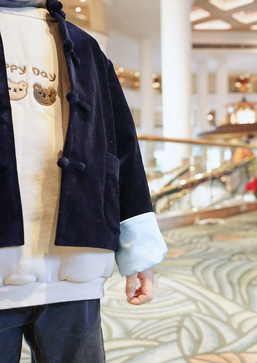 Kid's Velvet Tang Jacket (Dark Blue/ Light Blue)