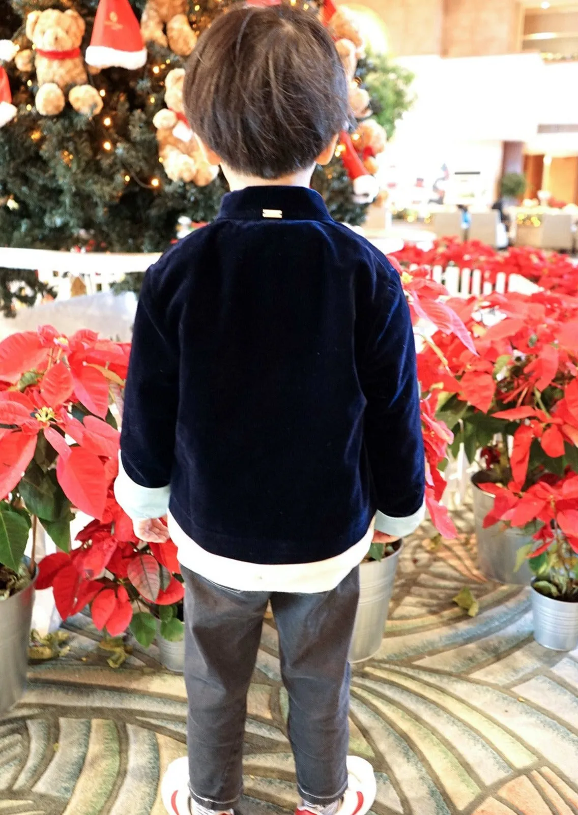 Kid's Velvet Tang Jacket (Dark Blue/ Light Blue)