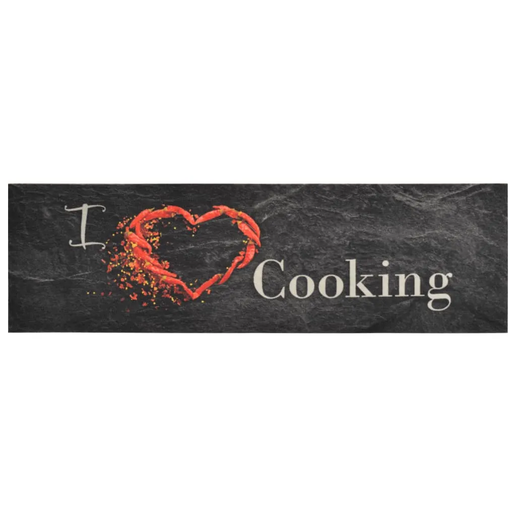 Kitchen Rug Washable Cooking Black 45x150 cm Velvet