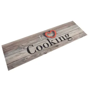 Kitchen Rug Washable Cooking Grey 45x150 cm Velvet