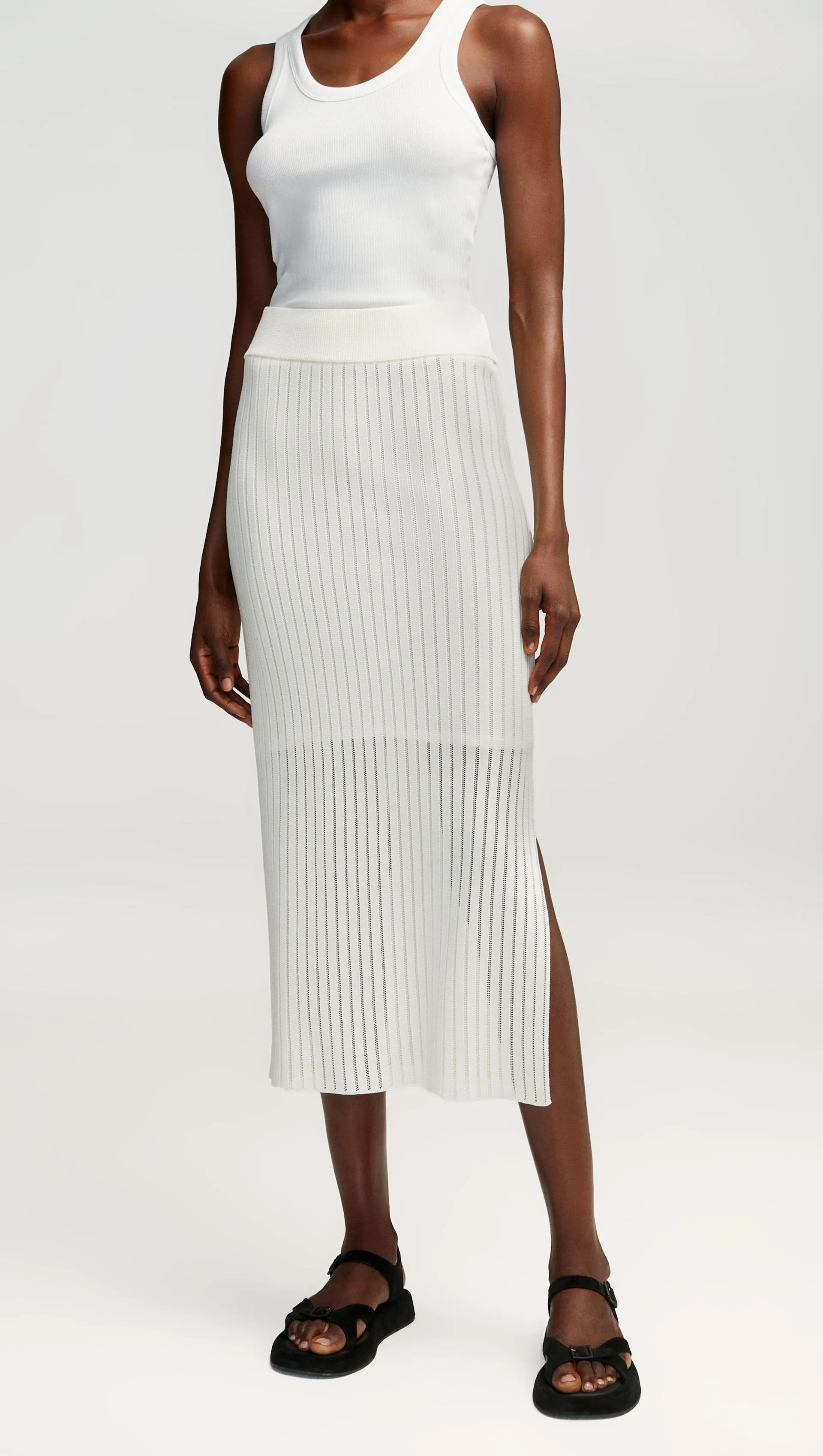 Knit Skirt in Mercerized Cotton | White