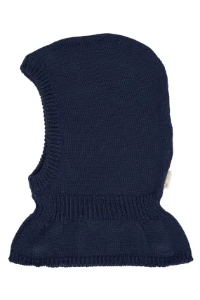 KNITTED COTTON BALACLAVA W. LINING - NAVY