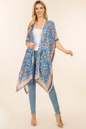 KP-4007 floral kimono with tassels