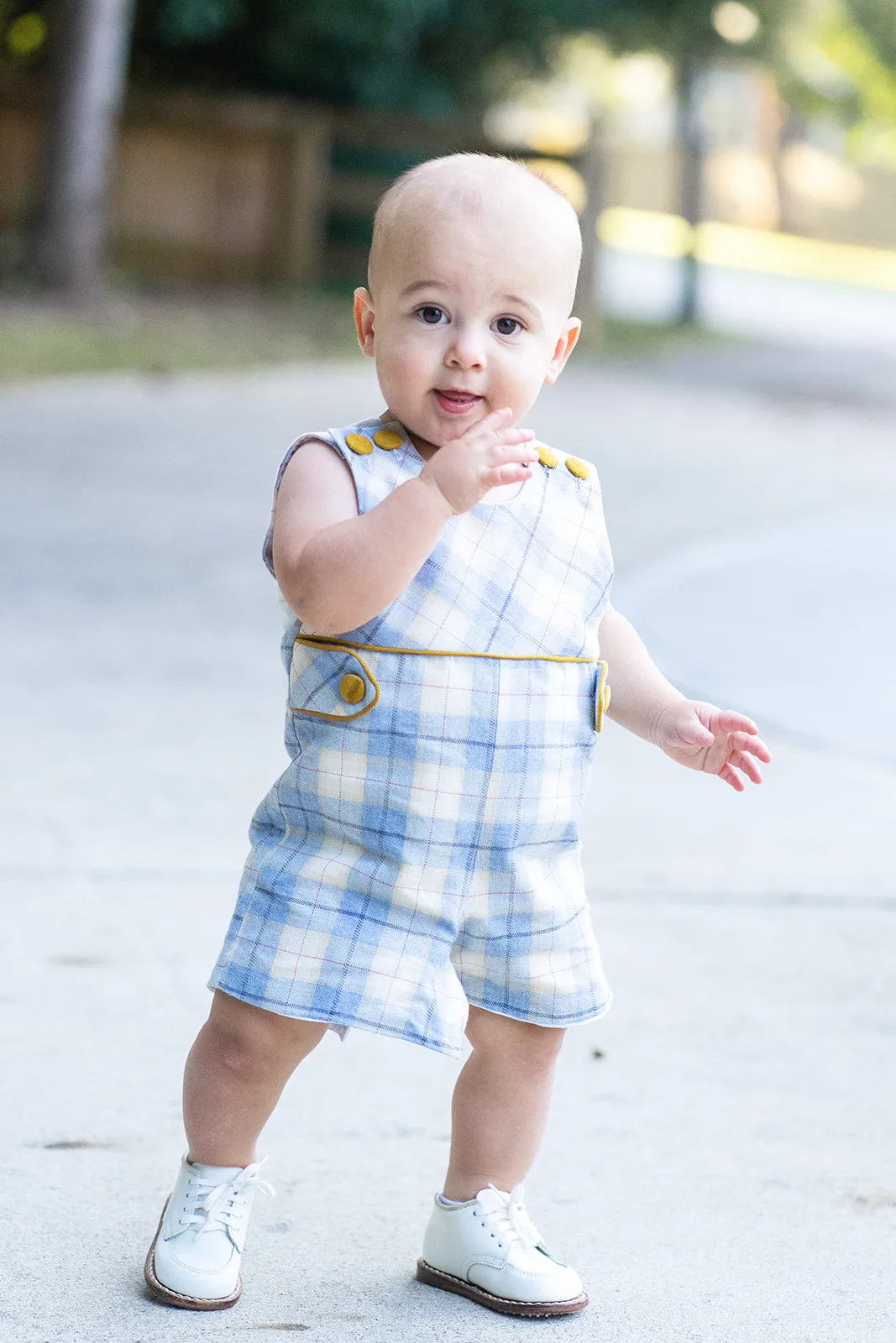 Leo Viella plaid boy's overall.