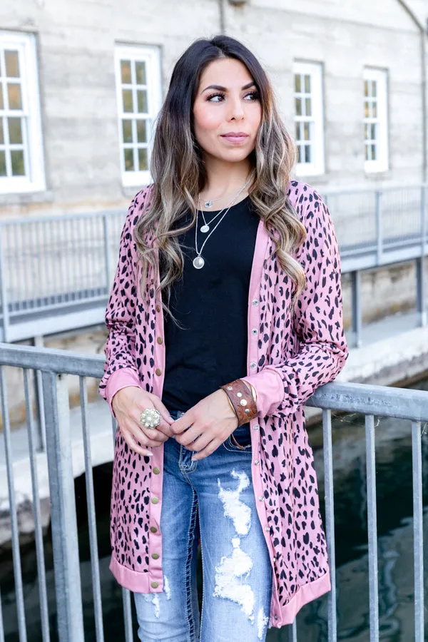 Leopard Button Snap Cardigan | S-2XL