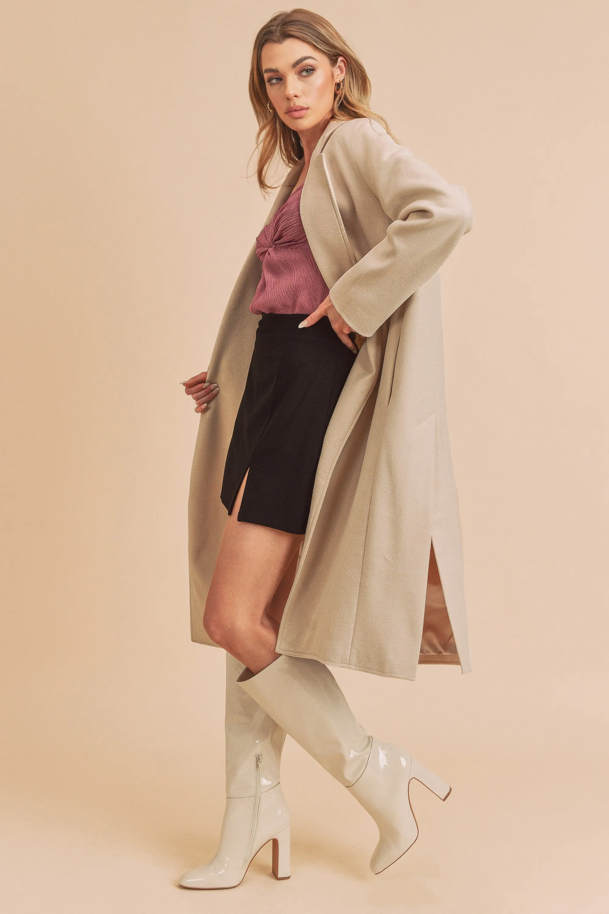 Lined Knee Length Coat