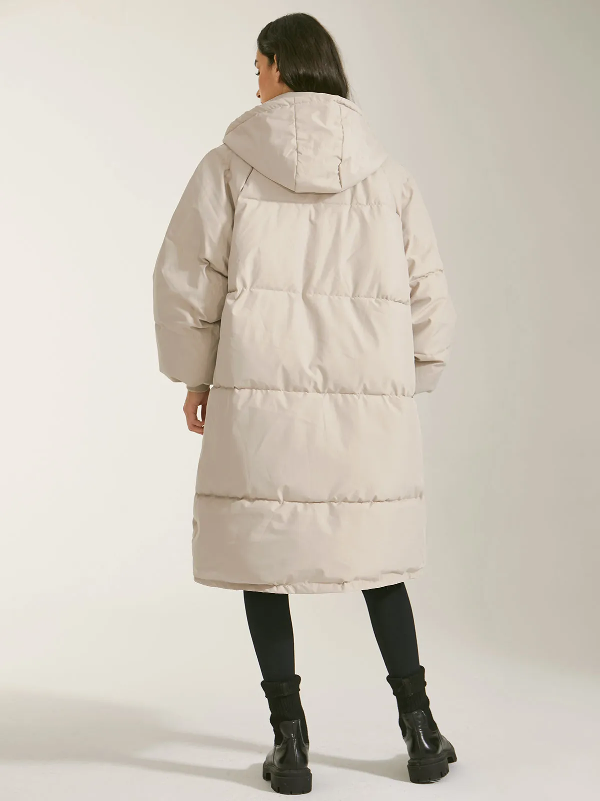 Long Hooded Graceful Puffer Parka Coat