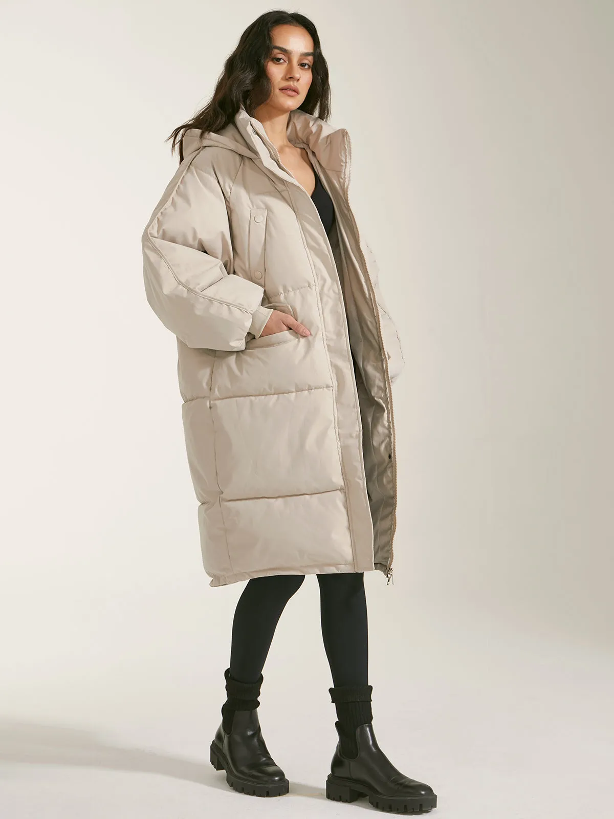 Long Hooded Graceful Puffer Parka Coat