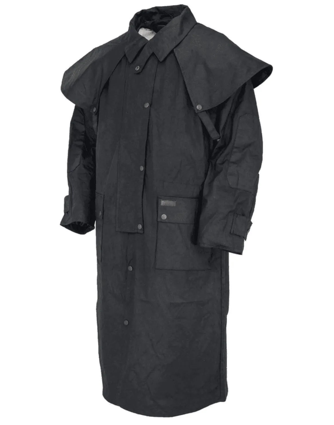 Low Rider Waterproof Detachable Cape Black Oilskin Duster 2042-BLK