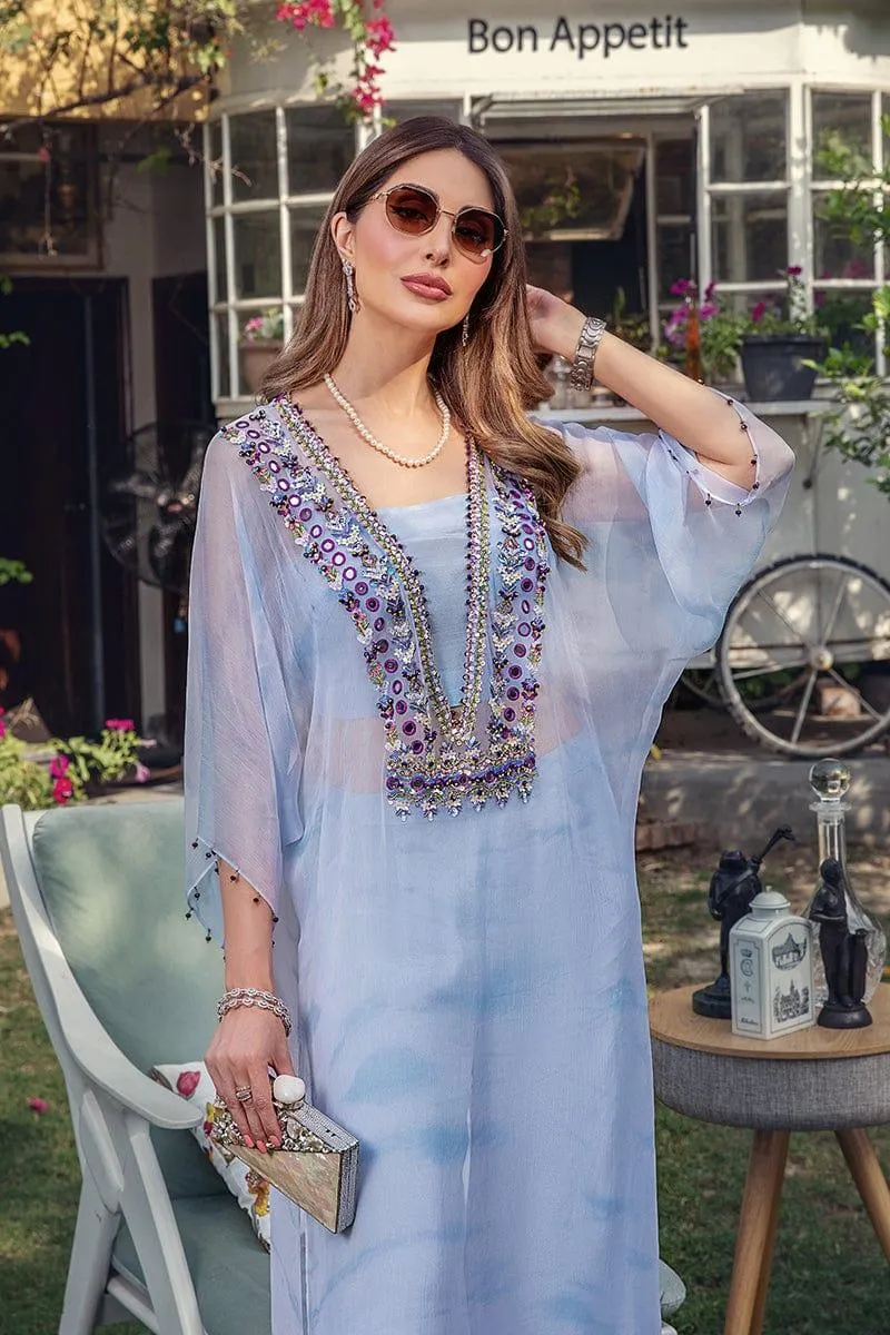 Malook - Asmani - Chiffon Long Shirt & Raw Silk Trouser - 2 Piece