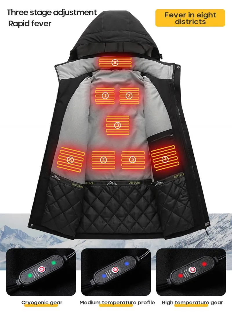 Men and Women's 8 Area Heated Ski Jacket