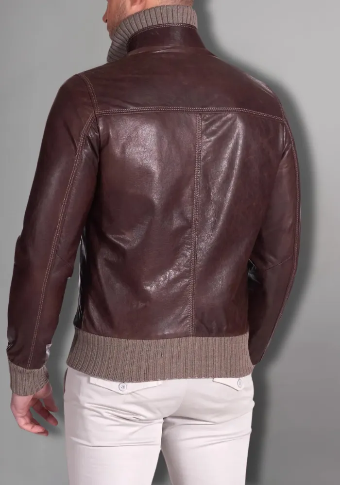 Mens Biker Leather Jacket Vintage Genuine Leather