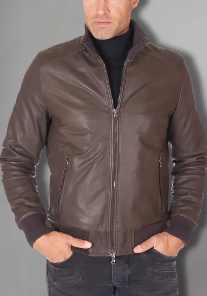 Mens Biker Leather Jacket Vintage Genuine Leather