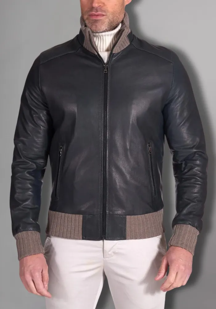 Mens Biker Leather Jacket Vintage Genuine Leather