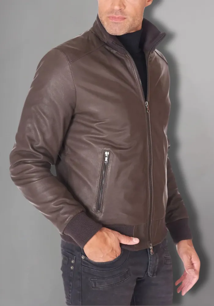 Mens Biker Leather Jacket Vintage Genuine Leather