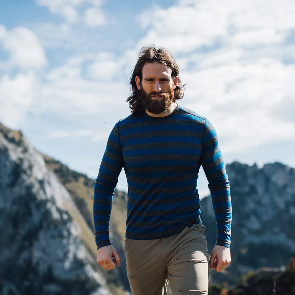 Mens Merino 180 Long Sleeve Crew (Smoke/Blue)