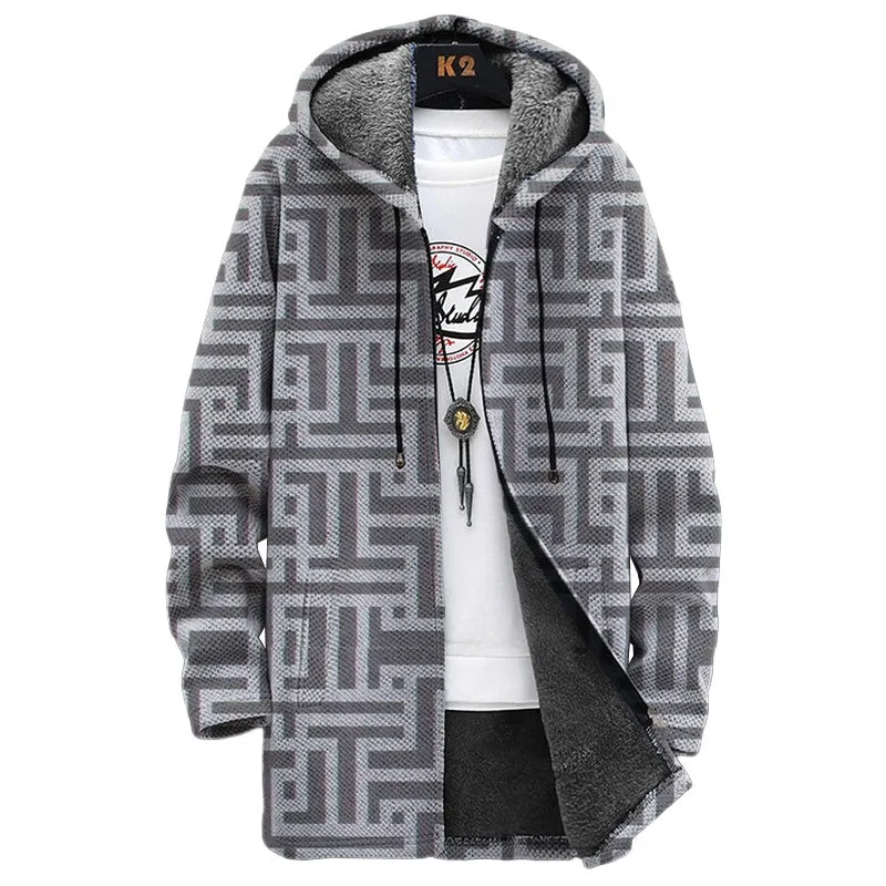 MEN'S PRINTED FLEECE HOODED JACKET 98436689YM