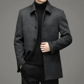 Men's solid color lapels plus cotton thick wool warm jacket