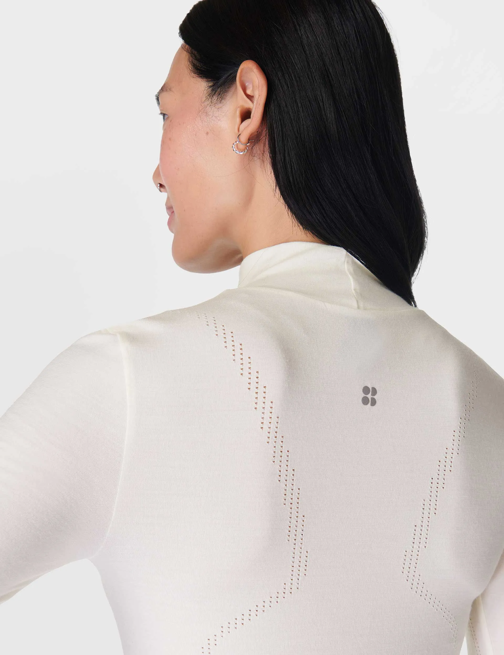 Merino Blend Turtle Neck Base Layer Top - Studio White