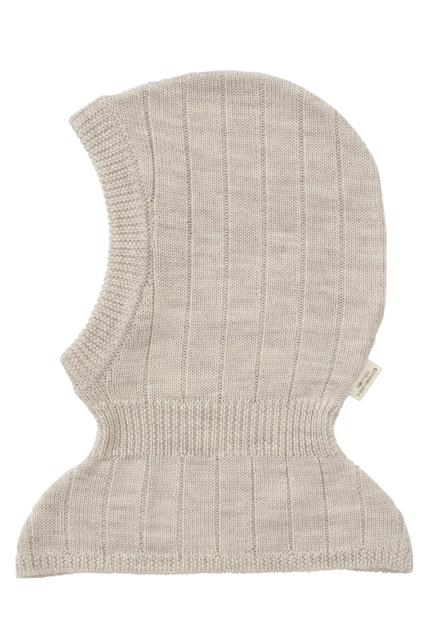 MERINO RIB KNITTED BALACLAVA - PALE CREAM MELANGE