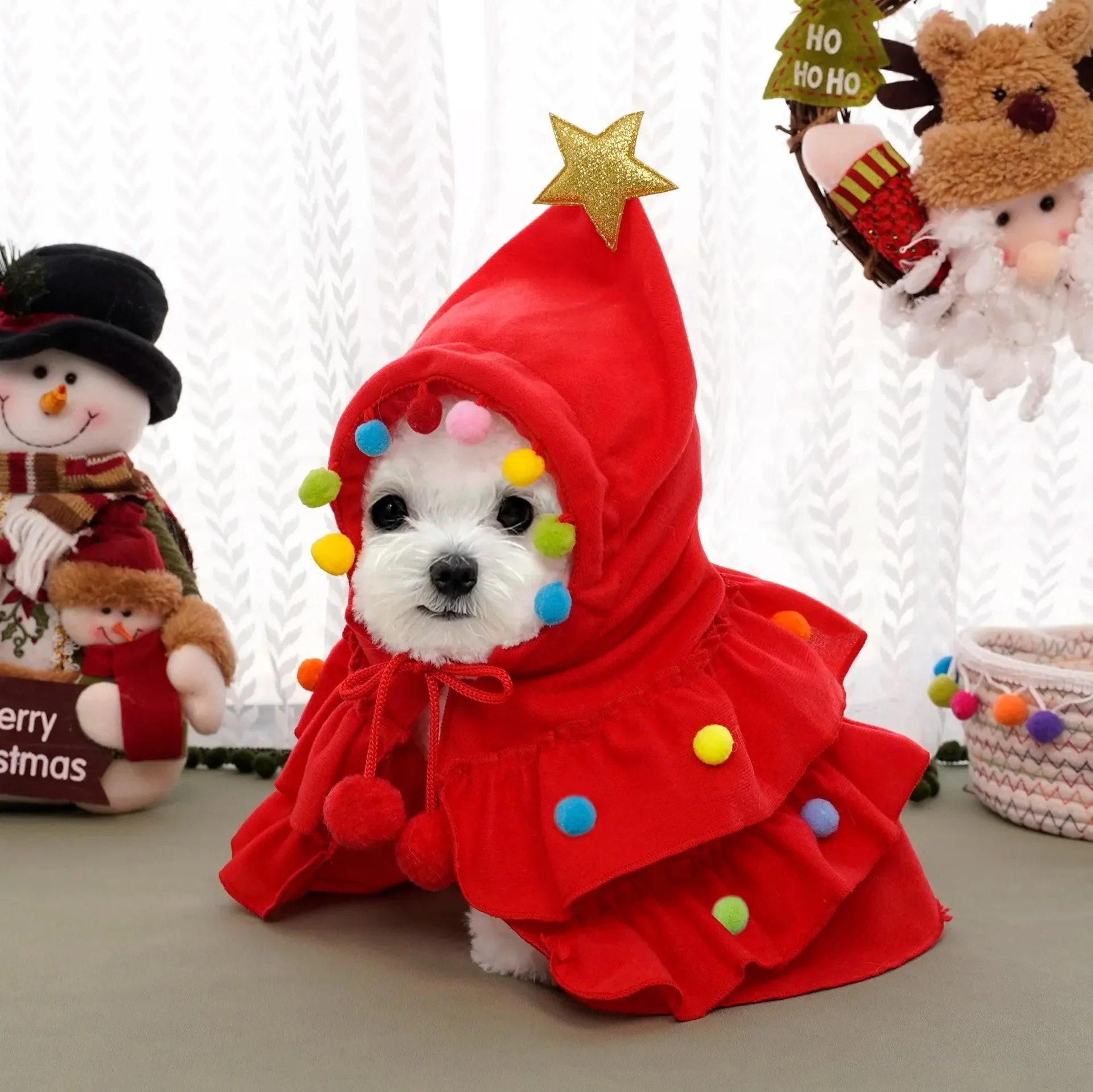 Merry Christmas Pet Clothes Dog Cloak & Shawl