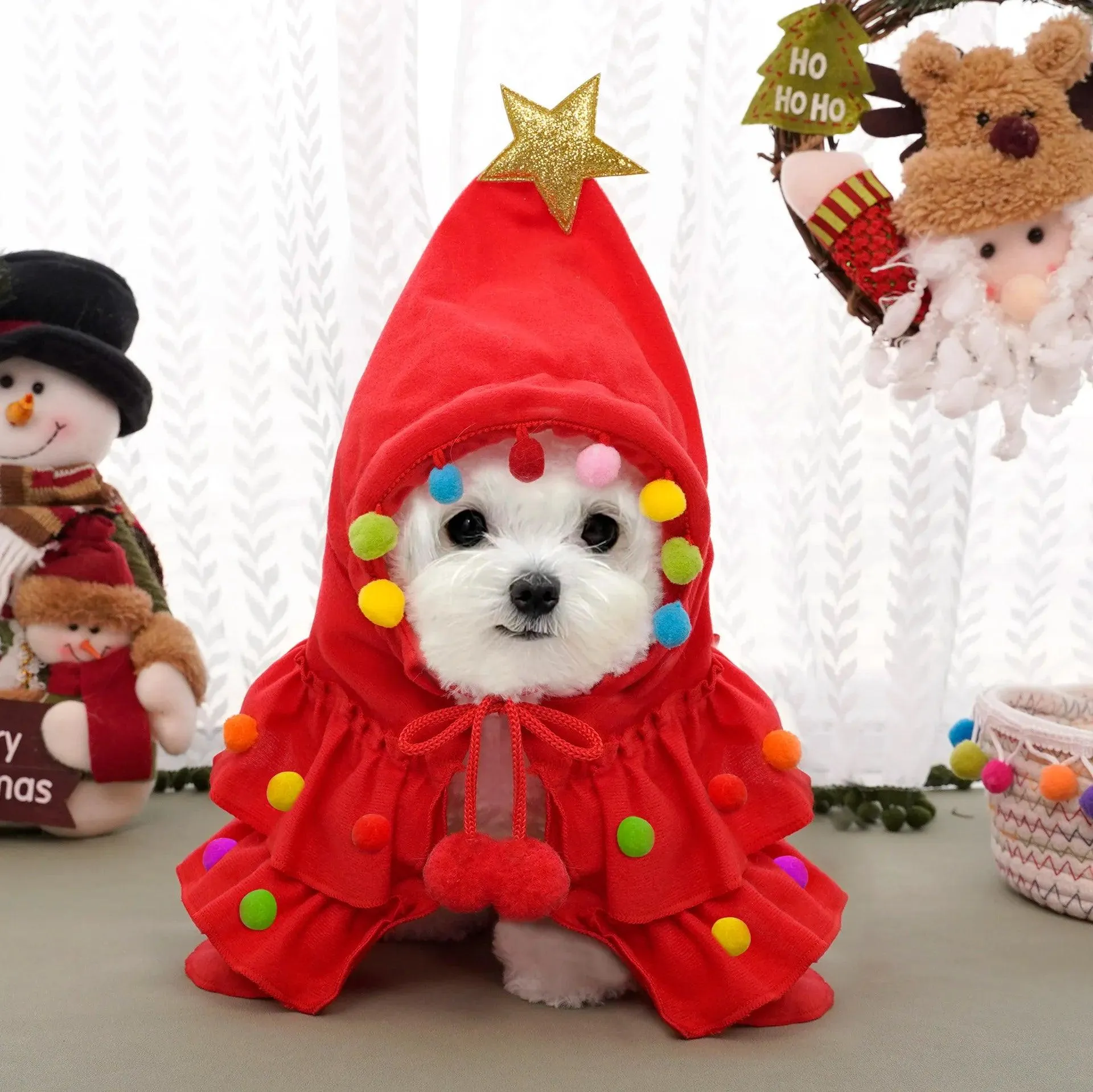 Merry Christmas Pet Clothes Dog Cloak & Shawl