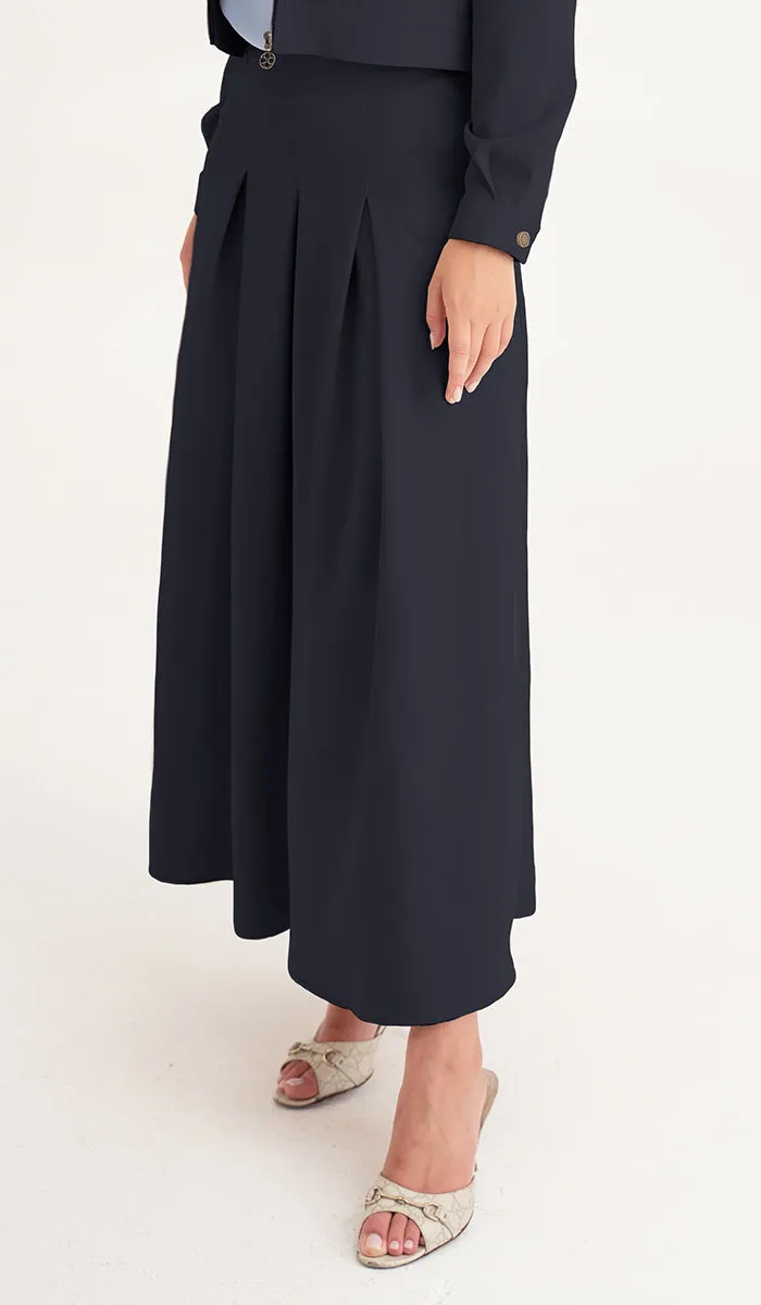 Mia Pleated Long Maxi Skirt - Black - Final Sale