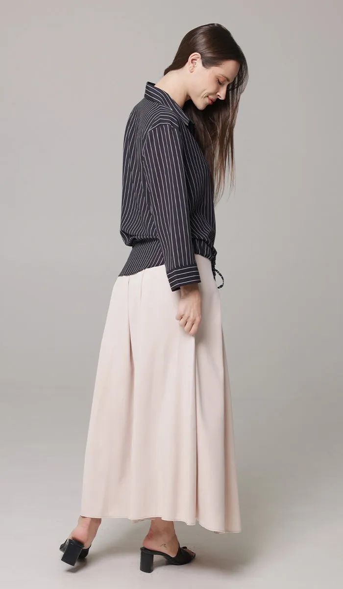 Mia Pleated Long Maxi Skirt - Blush - Final Sale