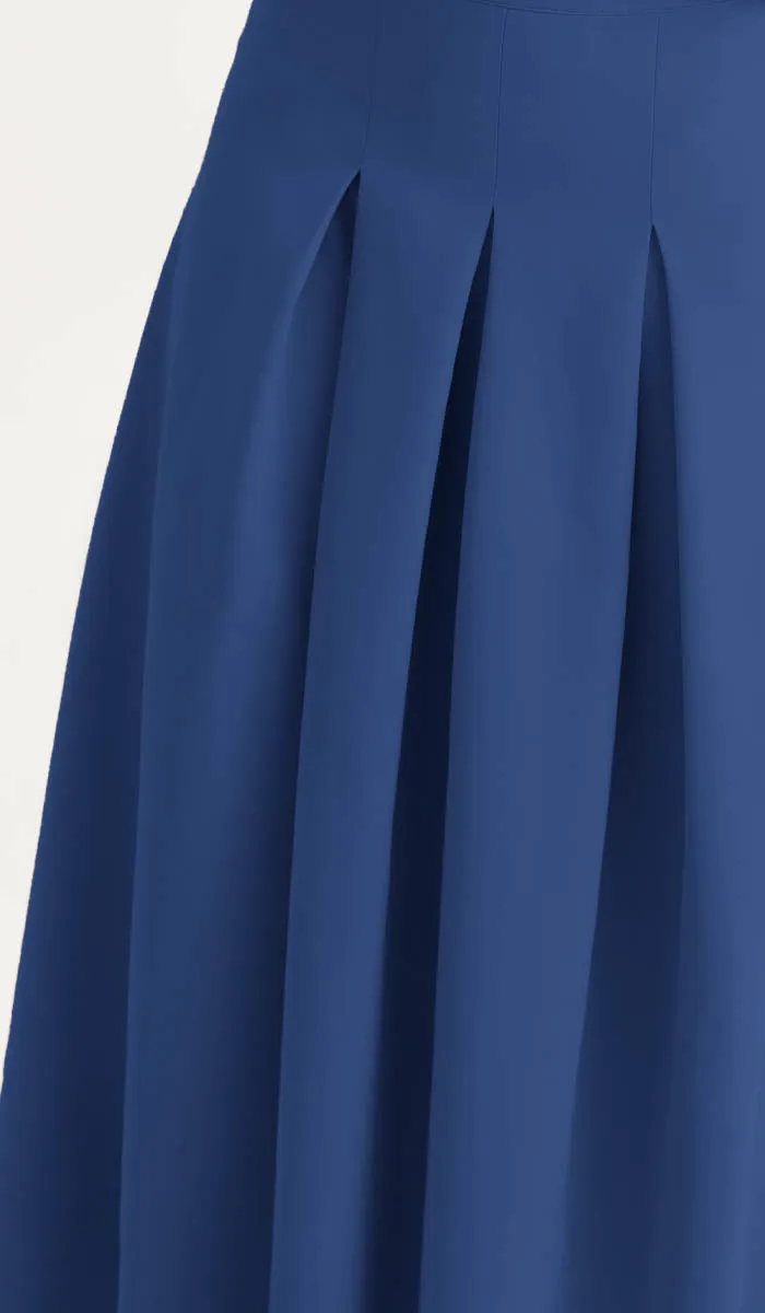 Mia Pleated Long Maxi Skirt - Indigo - Final Sale