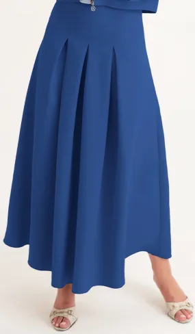 Mia Pleated Long Maxi Skirt - Indigo - Final Sale