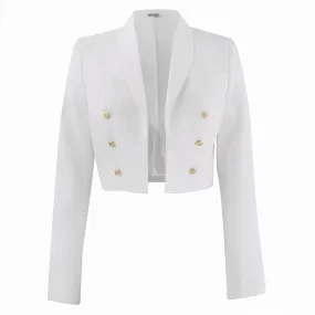 NAVY Women's Dinner Dress White Jacket - Gold Buttons