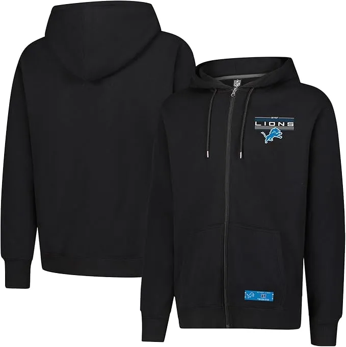 NFL Detroit Lions Mens Standard Sherpa Full Zip Cozy Fleece Hoodie Sweatshirt Jacket|Detroit Lions