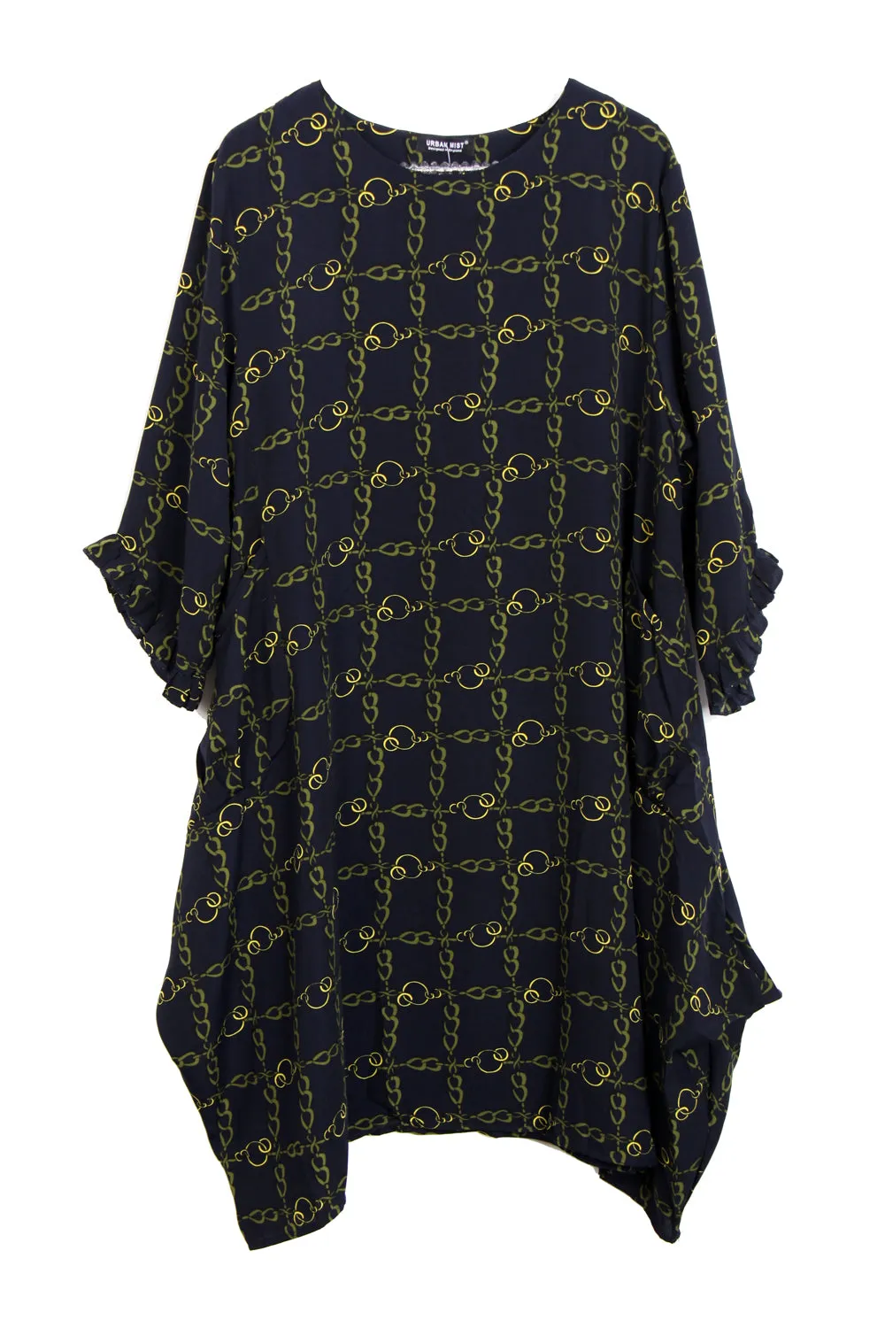 Oversized Chain Print Smock Dress