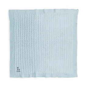 PERSONALIZED COTTON CABLE KNIT BABY BLANKET - MONOGRAM (pink/blue/white)