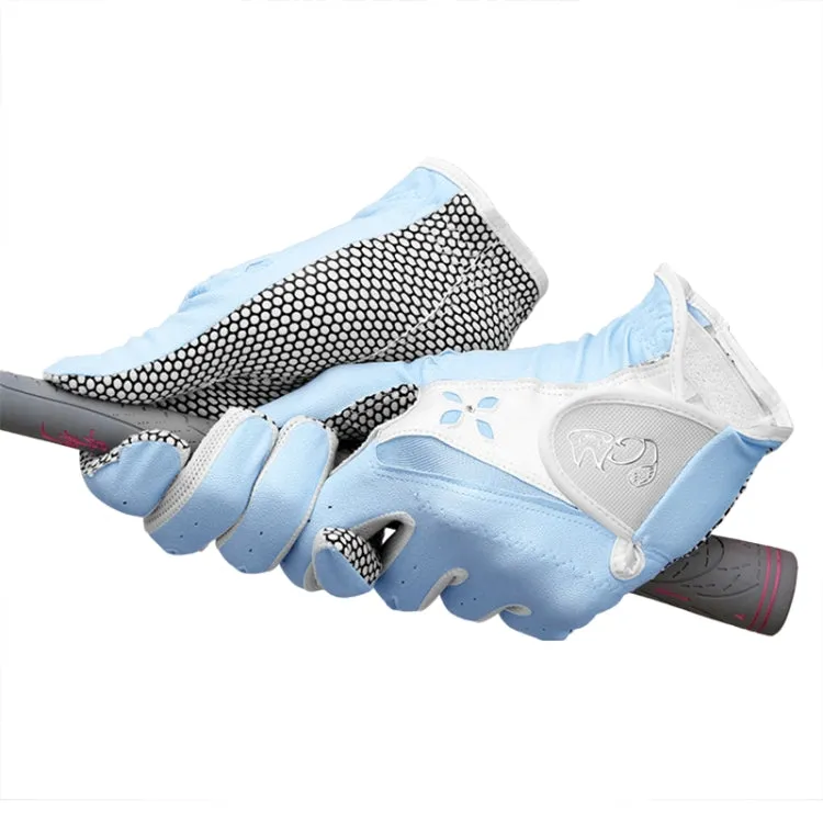 PGM One Pair Golf Non-Slip PU Leather Gloves for Women (Color:Blue Size:18)