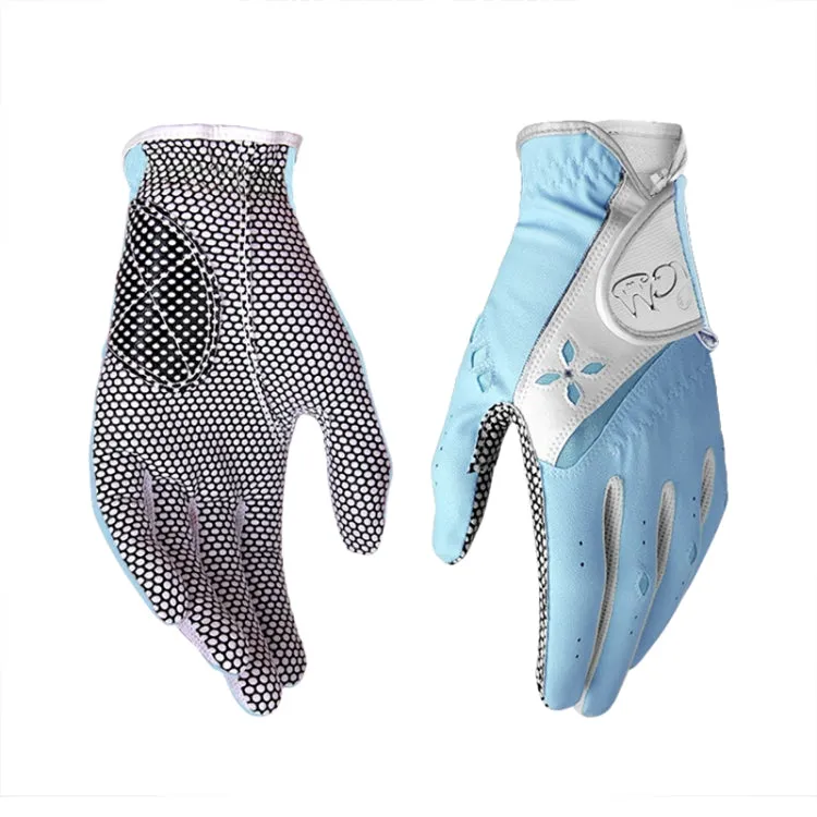 PGM One Pair Golf Non-Slip PU Leather Gloves for Women (Color:Blue Size:18)