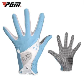 PGM One Pair Golf Non-Slip PU Leather Gloves for Women (Color:Blue Size:18)