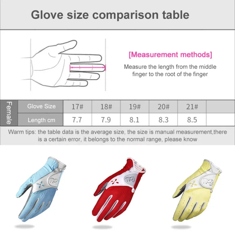 PGM One Pair Golf Non-Slip PU Leather Gloves for Women (Color:Red Size:17)