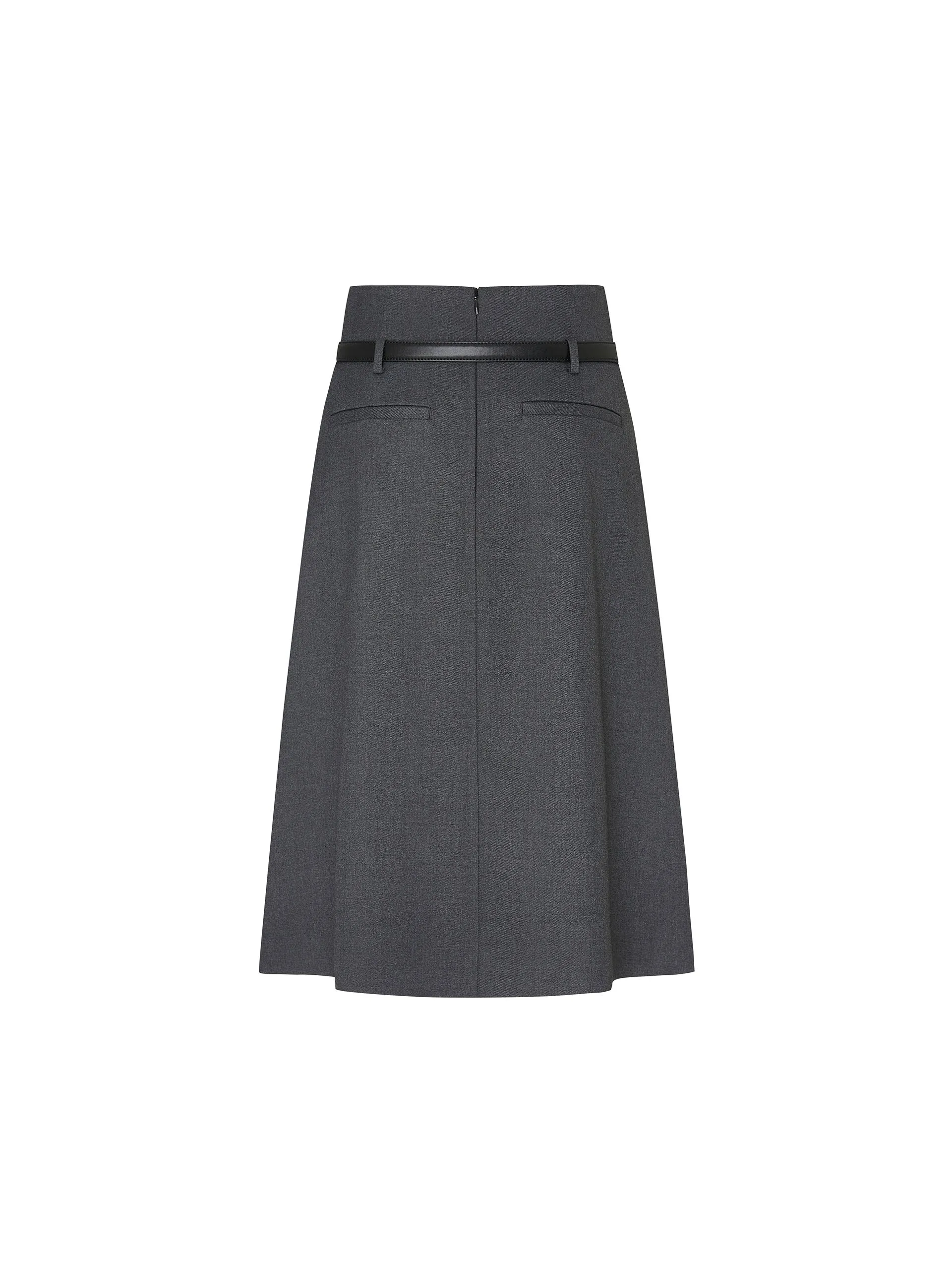 Pleated Midi Skirt with Belt