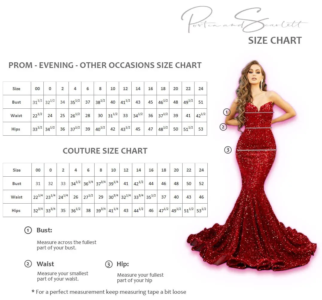 Portia & Scarlett PS23130 Sequined Mini Dress with Side Sash Train