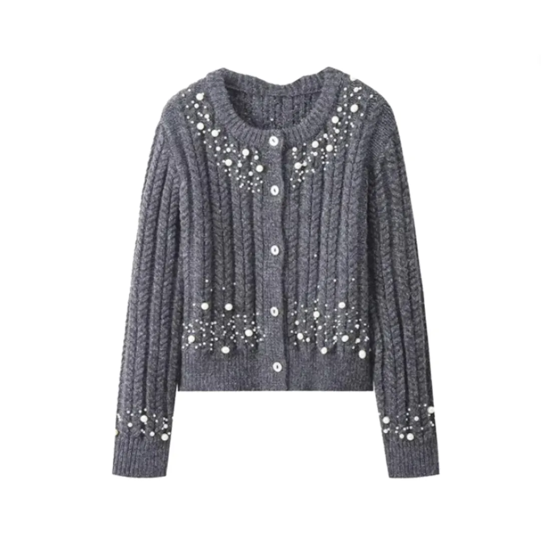 Pre Order:  Pearl Embellished Knitted Cardigan