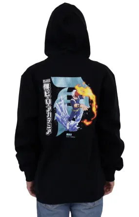 Primitive x My Hero Academia Shoto Todoroki Glitter Pullover Hoodie - Black