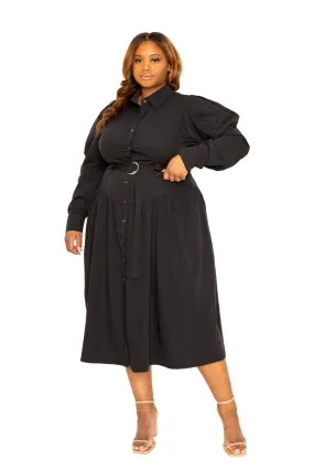 Puff Sleeve Trench Jacket Dress Voluptuous ( ) Plus Size - 2 colors - Ships from The US