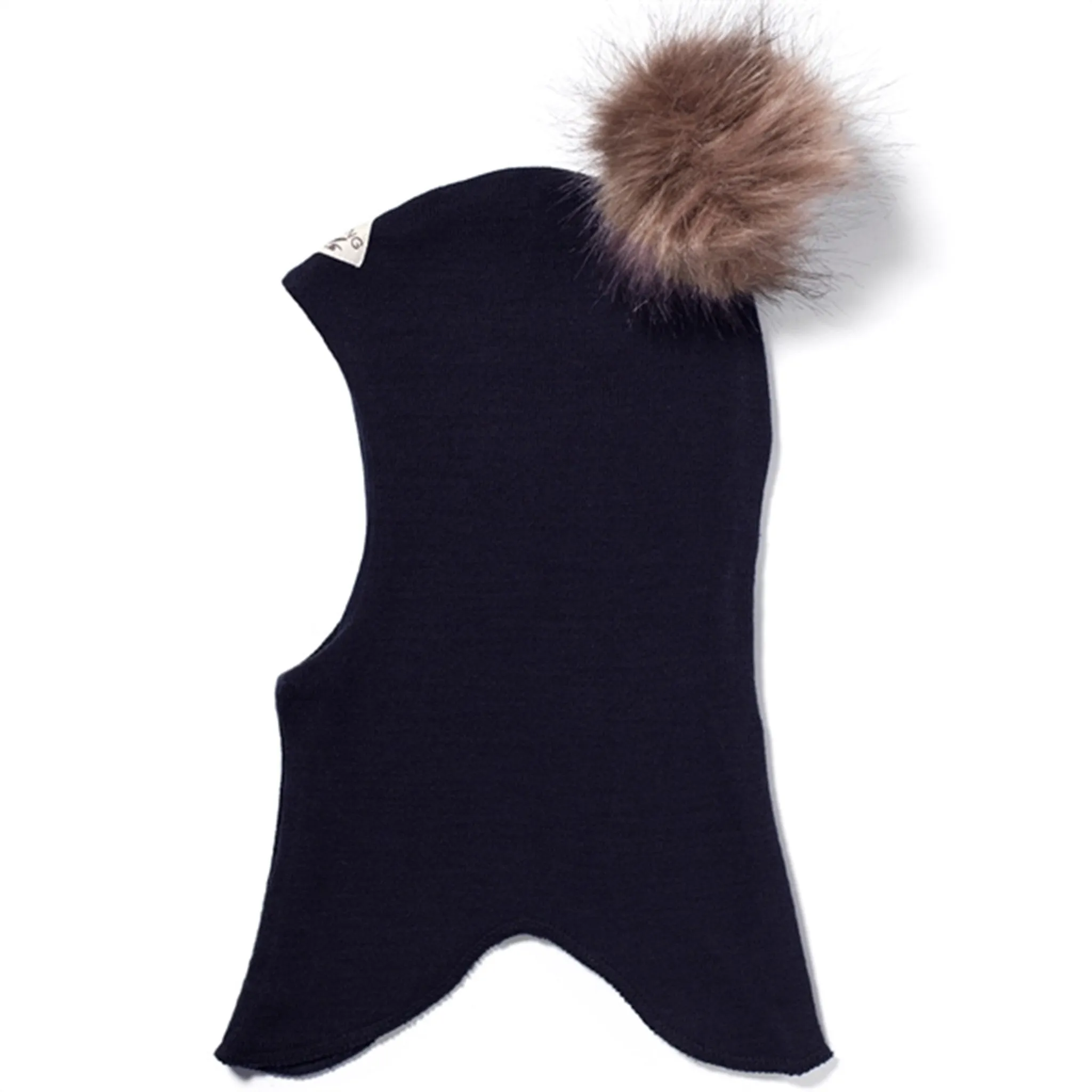 Racing Kids Round Balaclava Wool/Cotton w. Pompom Dark Navy