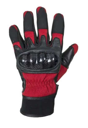 Red/Black Leather Motorcycle Gloves, GLZ108-RED-DL