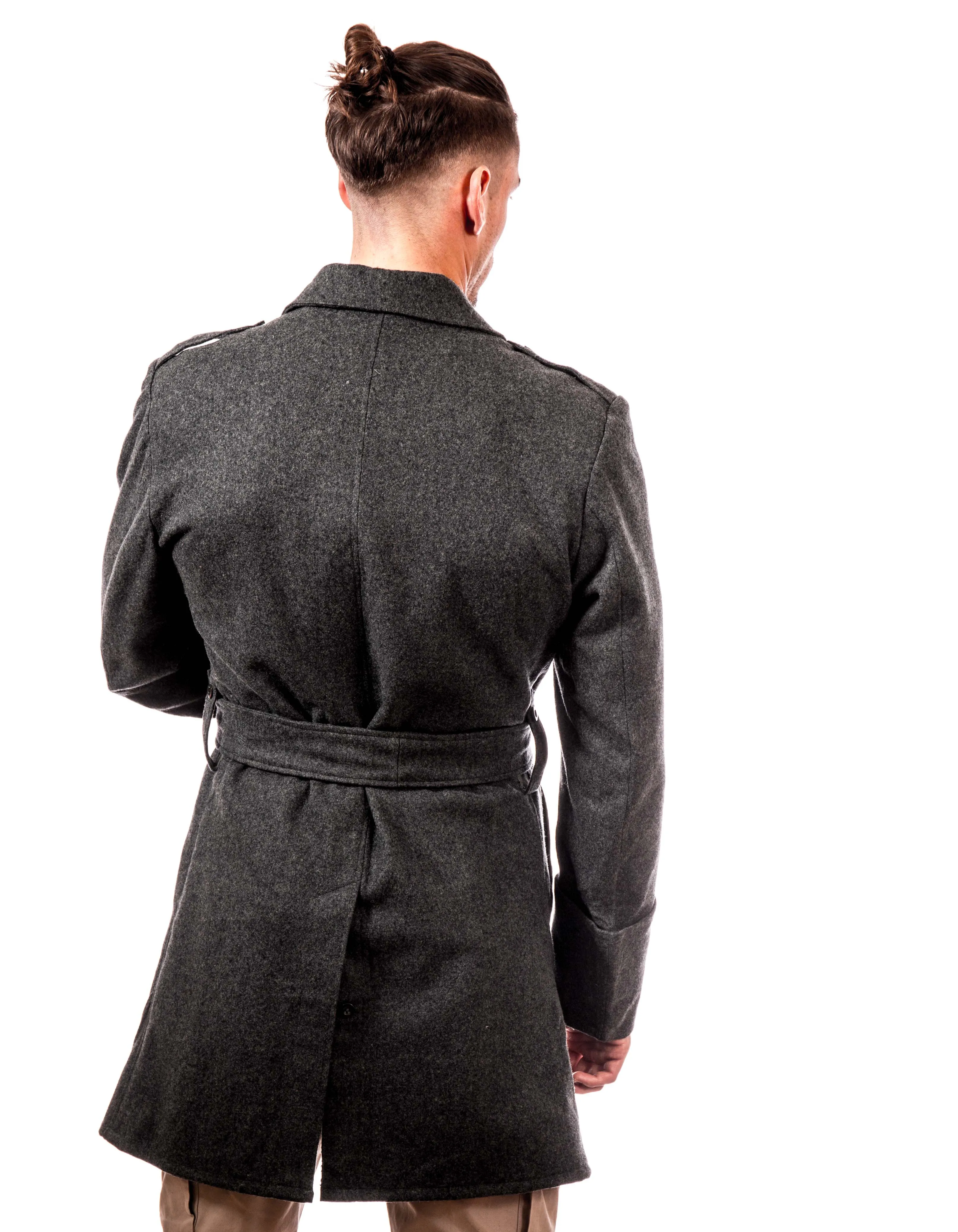 Redesigned Blue-Gray Wool Trenchcoat