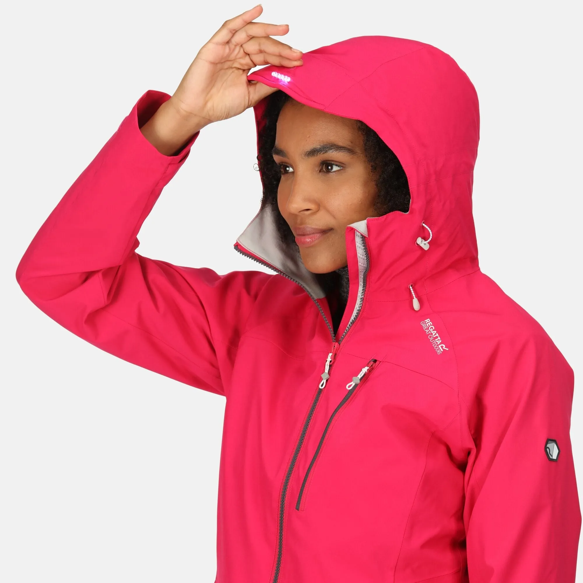 Regatta Womens Britedale Waterproof Breathable Jacket - LED Torch On Hood