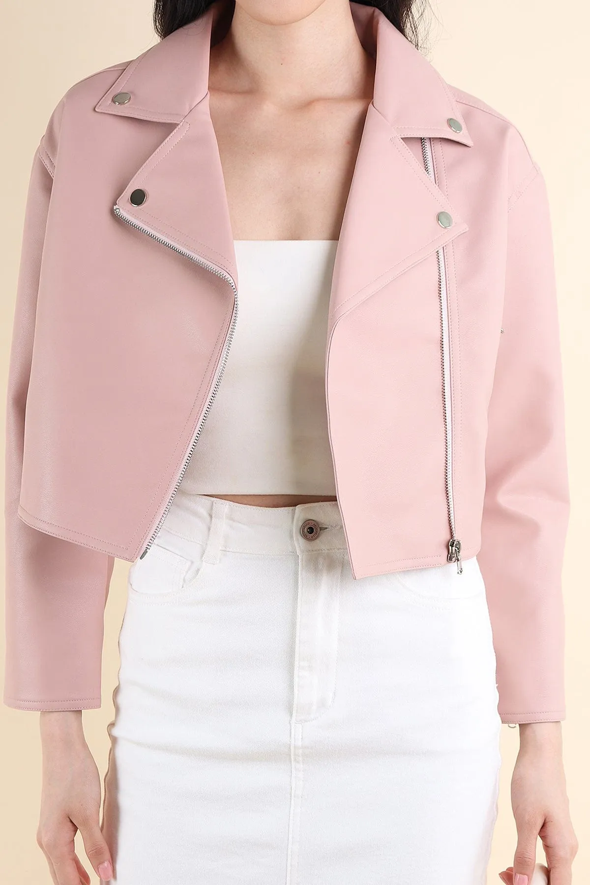 REMY LEATHER JACKET IN PINK